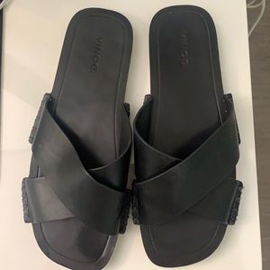 VINCE leather slide sandals